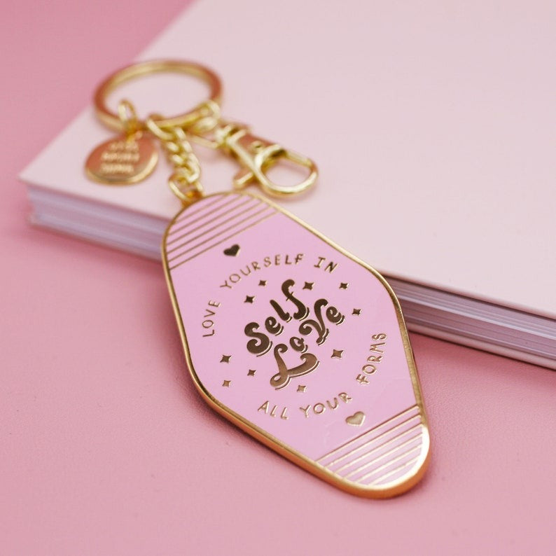 Self Care / Positive Enamel Keyring by Jess Rachel Sharp