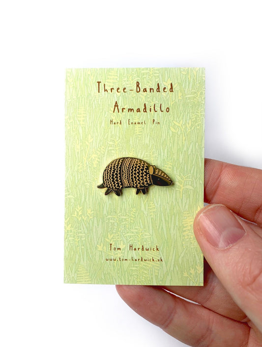 Three Banded Armadillo Enamel Pin by Tom Hardwick