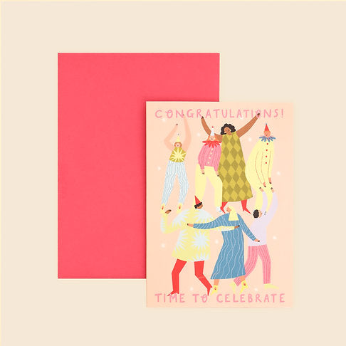 Time To Celebrate Congratulations Card by Little Black Cat