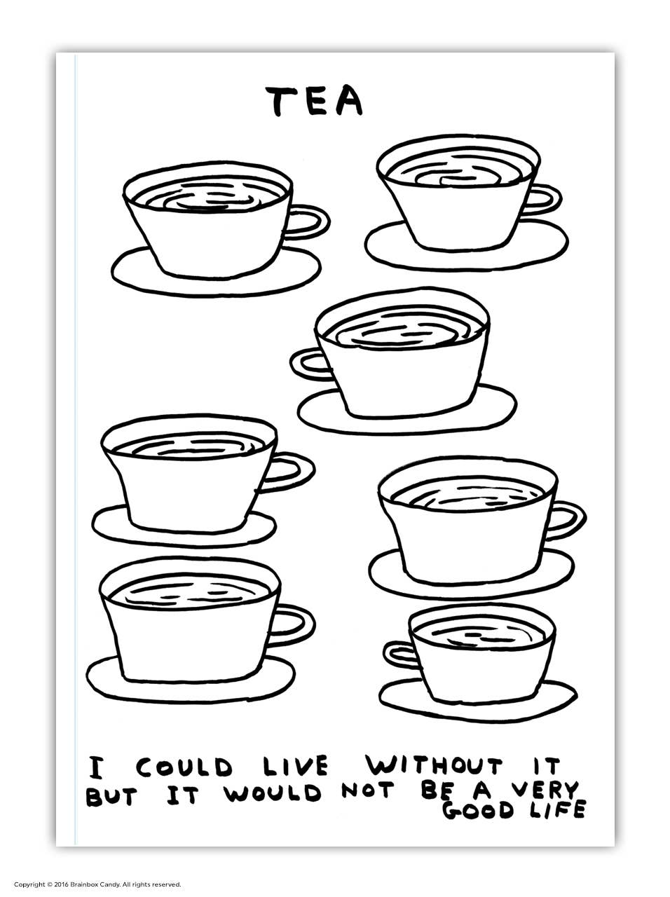 Live Without Tea David Shrigley A6 Notebook