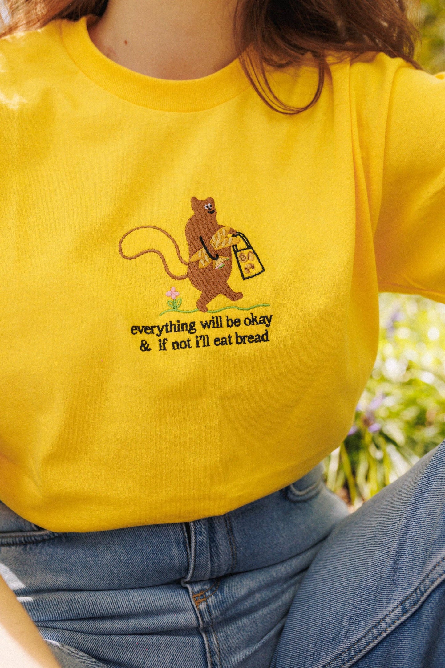 Squirrel & Bread Embroidered T-Shirt by Limpet Store