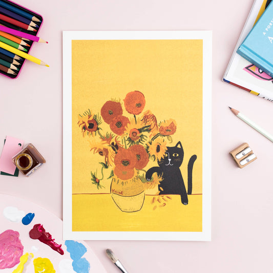 Sunflower Cat Art Print by Niaski