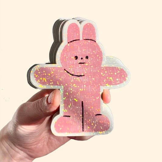 Pink Rabbit Glitter Sticker by Clarice Tudor