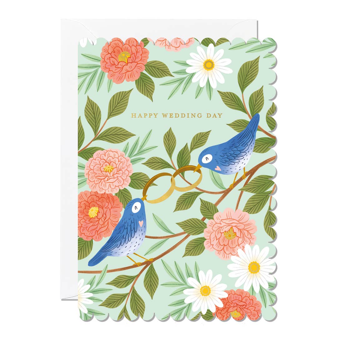 Happy Wedding Day Birds | Wedding Greeting Card | Congrats