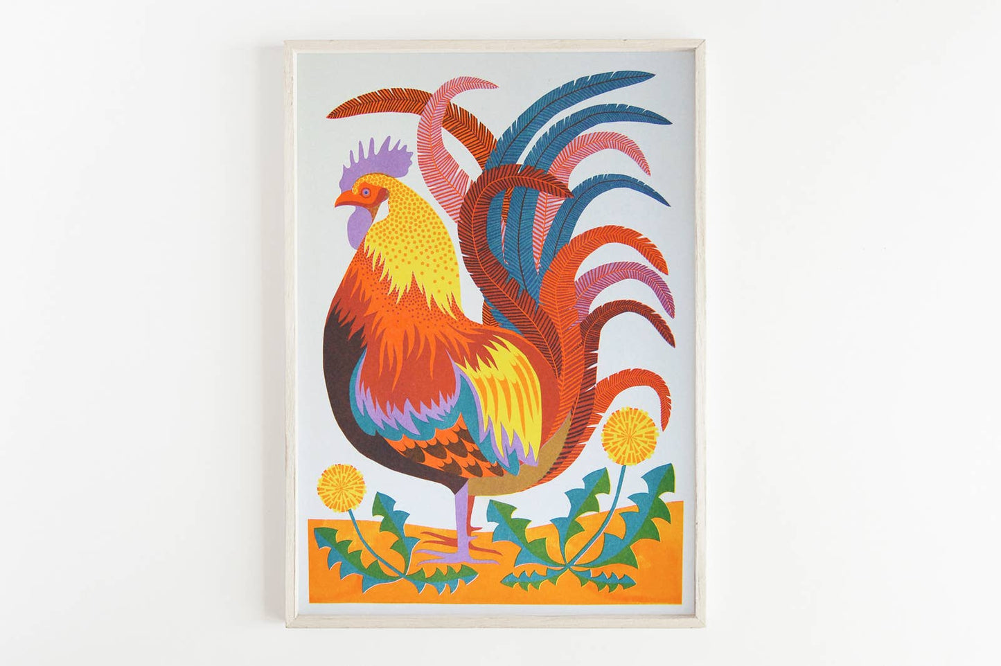 Rooster - A3 Risograph Print by Printer Johnson