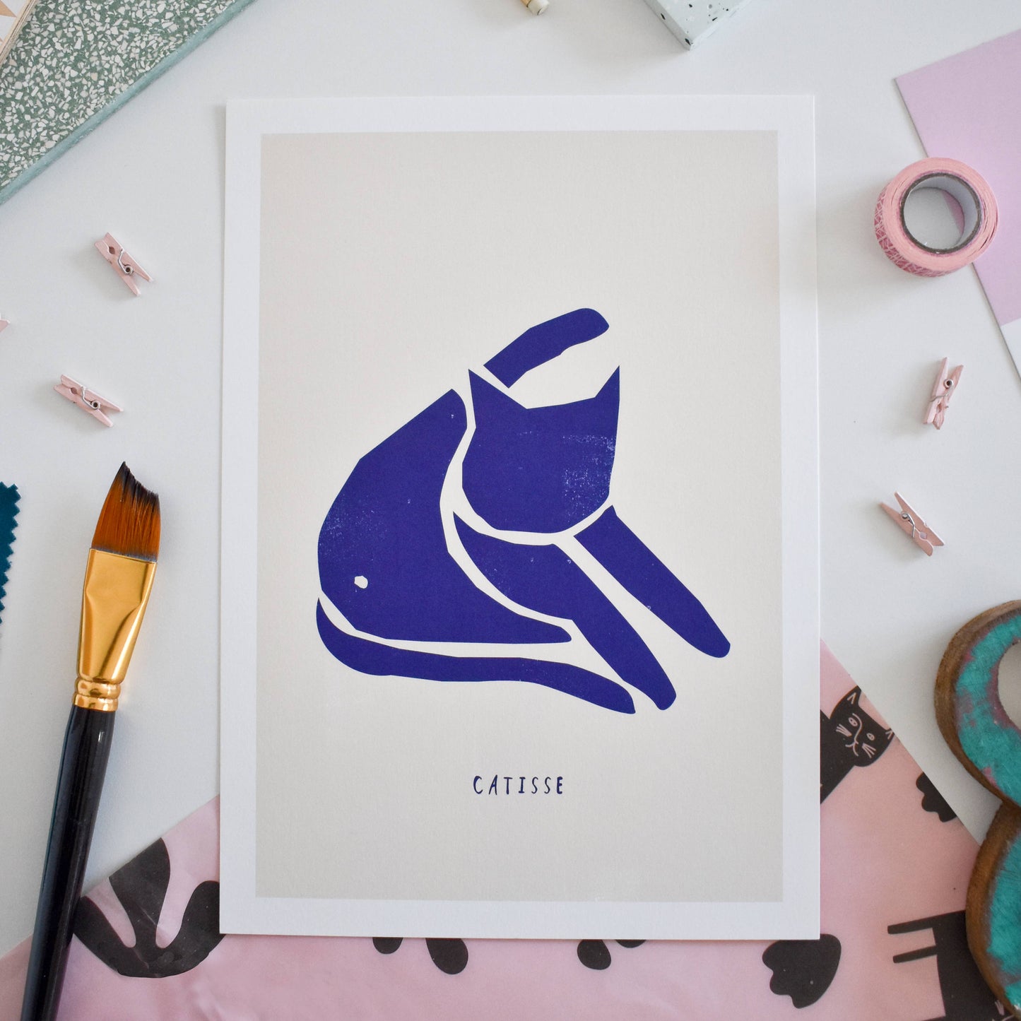 Catisse 'Blue Cat' Art Print