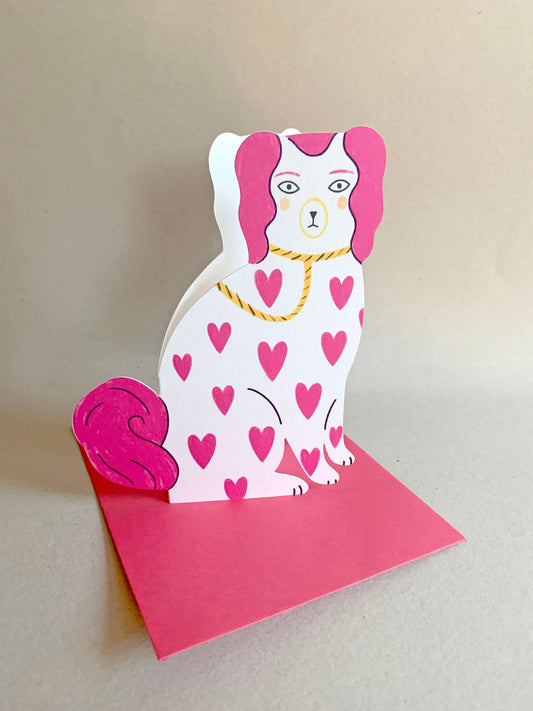 Sitting Pottery Dog Card - Loveheart by Kitty Kenda