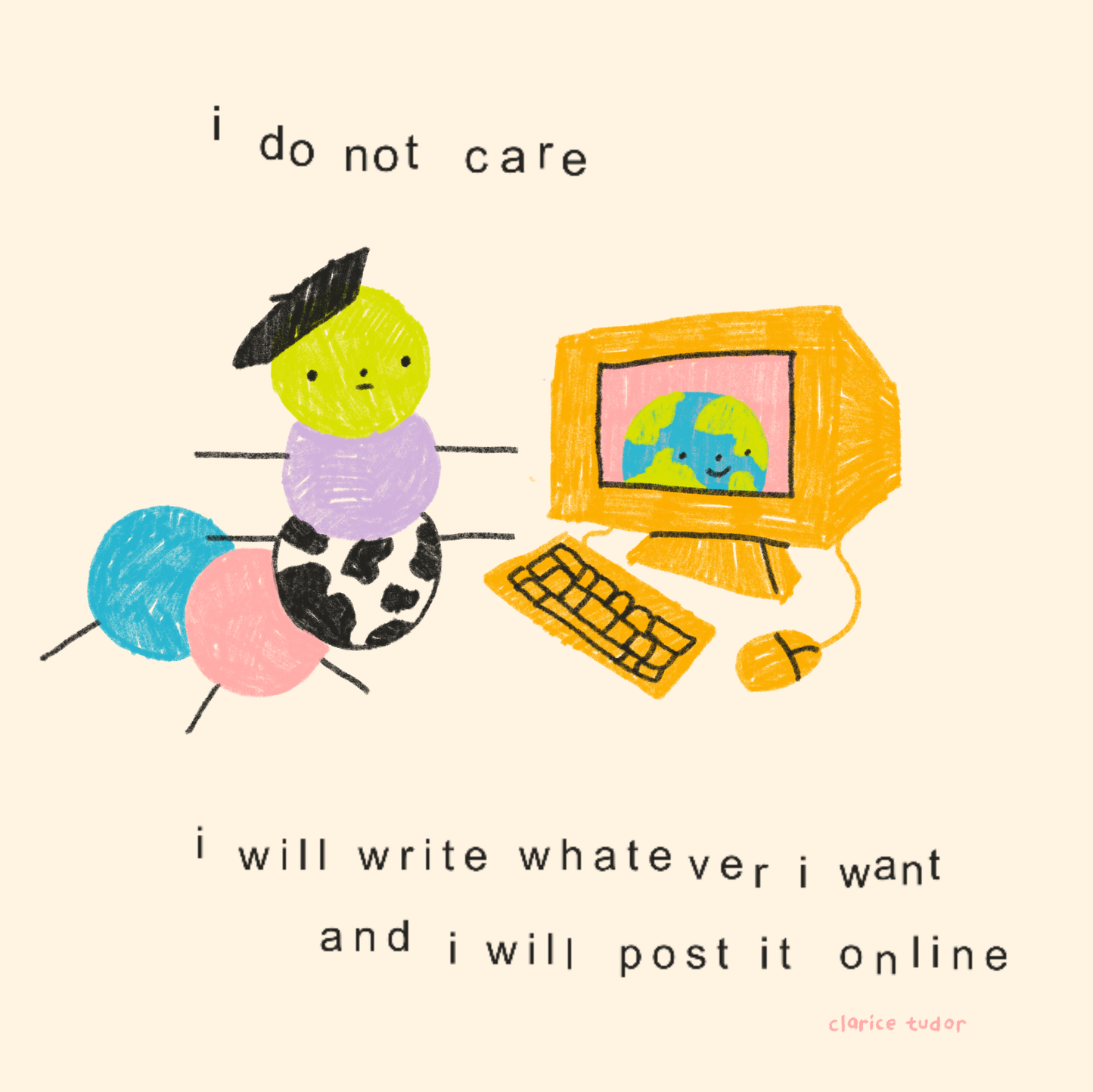 I Do Not Care Comic Postcard Print by Clarice Tudor CT07