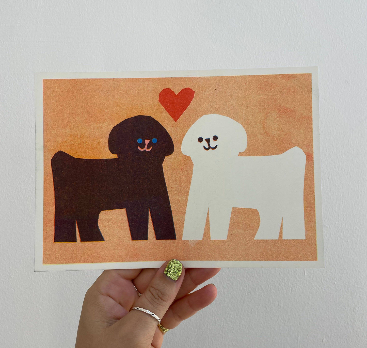 'Puppy Love' A5 Risograph Print by Lizzie Lomax