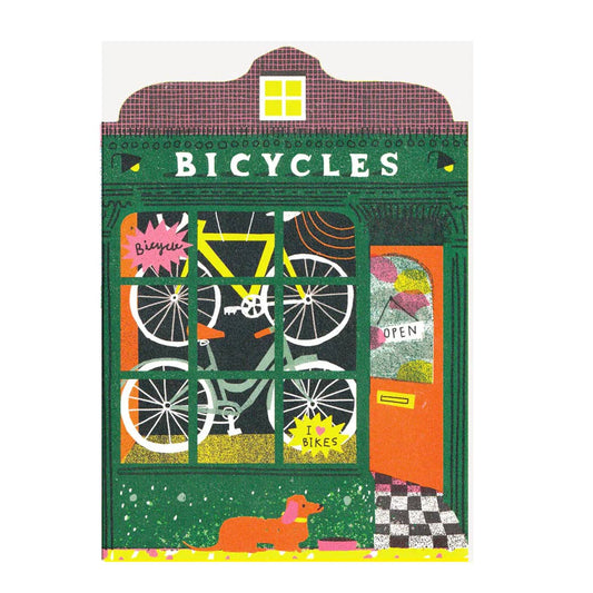 Bicycle Shop Die Cut Card