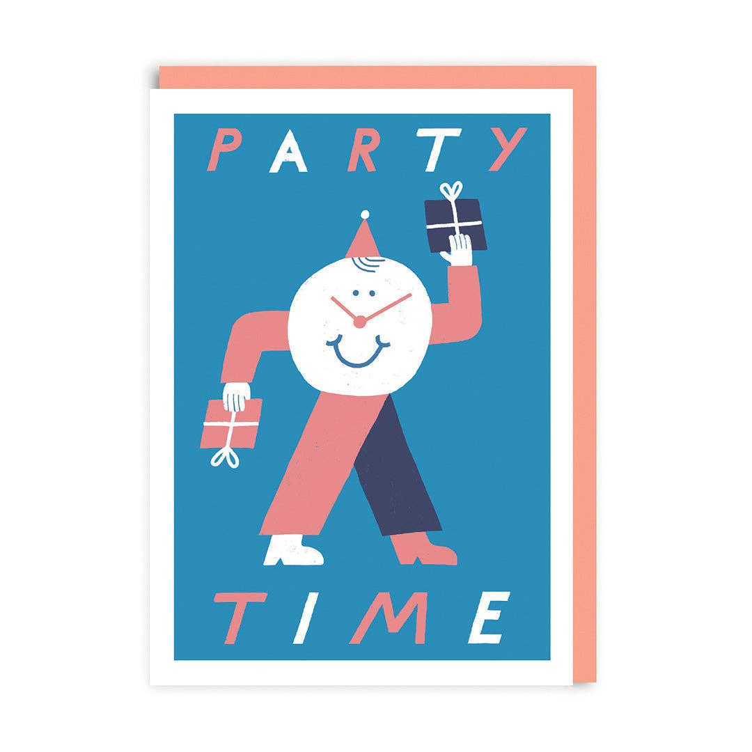 Party Time Clock Greeting Card by Max Machen / Ohh Deer