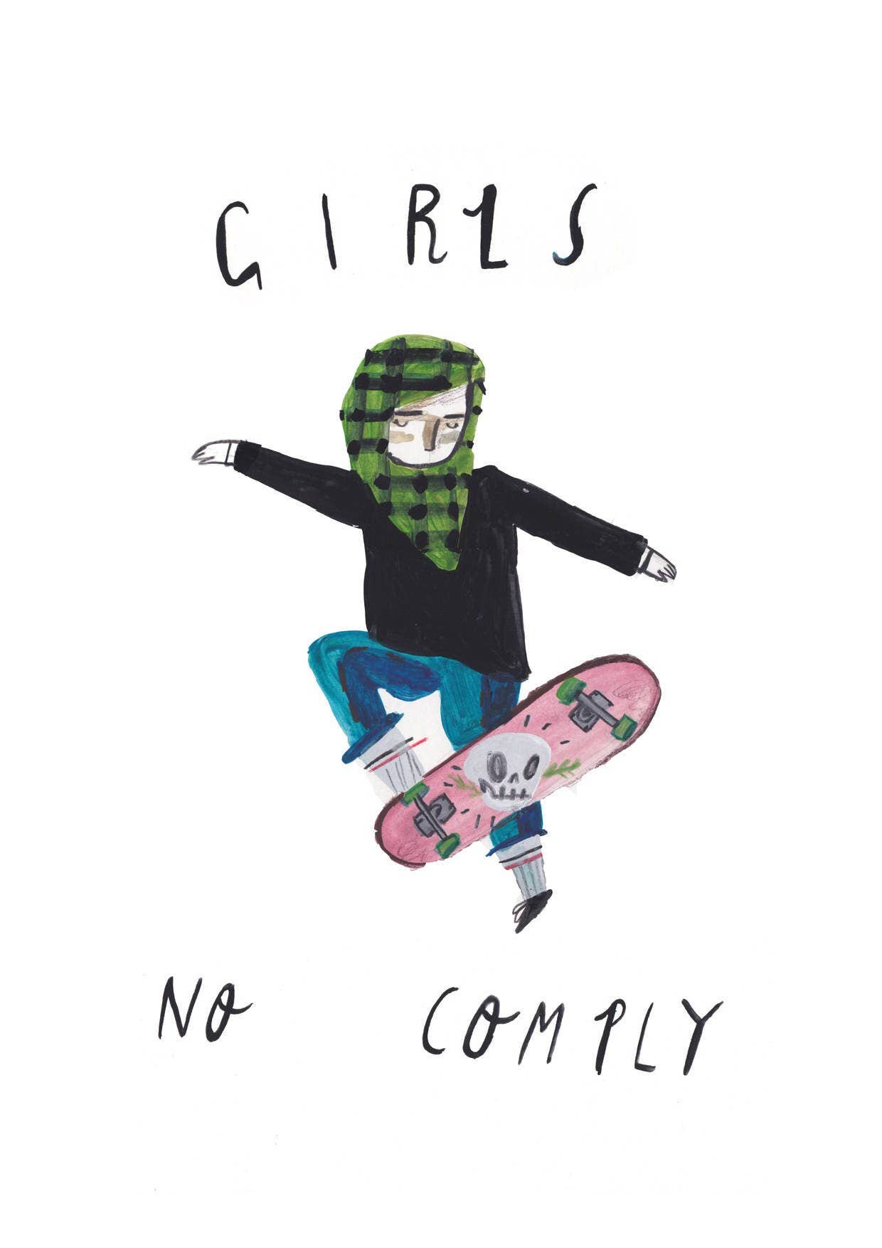 Skate Girls No Comply A6 Postcard DV02