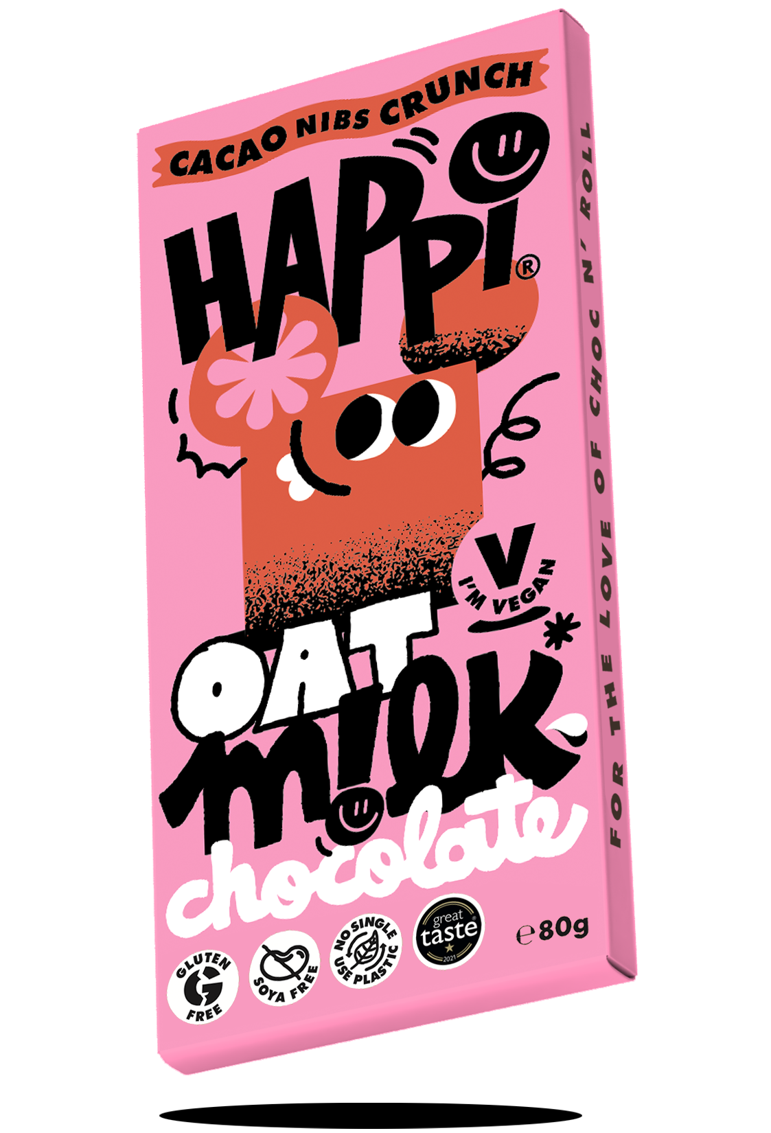 Cacoa Nibs Crunch Bar, Happi Oat M!lk Chocolate, 80g