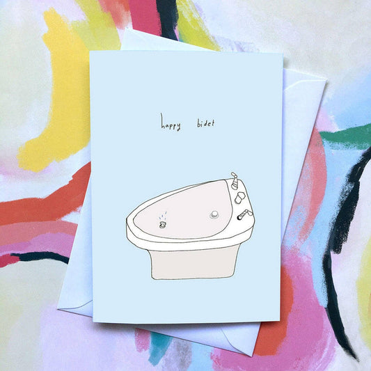 Happy Bidet birthday card by Nicola Rowlands