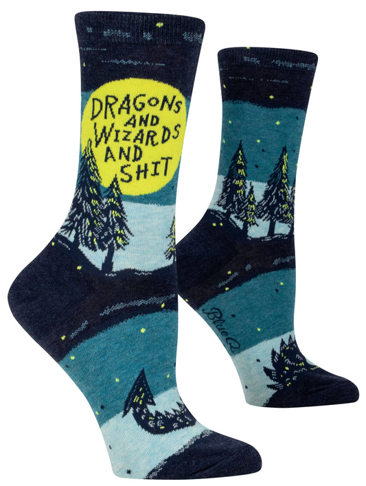 Dragons & Wizards & Shit Crew Socks by Blue Q