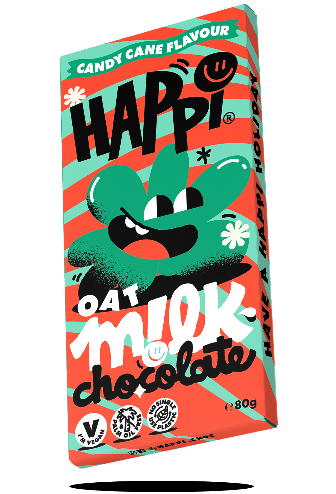 Happi Christmas Oat M!lk Chocolate Bar, Candycane, 80g