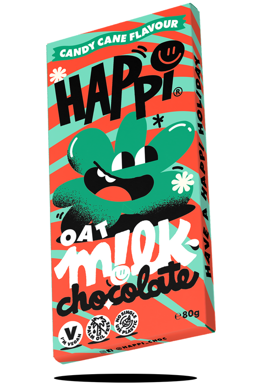 Happi Christmas Oat M!lk Chocolate Bar, Candycane, 80g