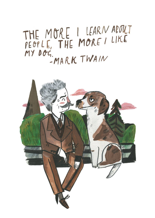 Mark Twain Dogs Postcard by Dick Vincent DV10