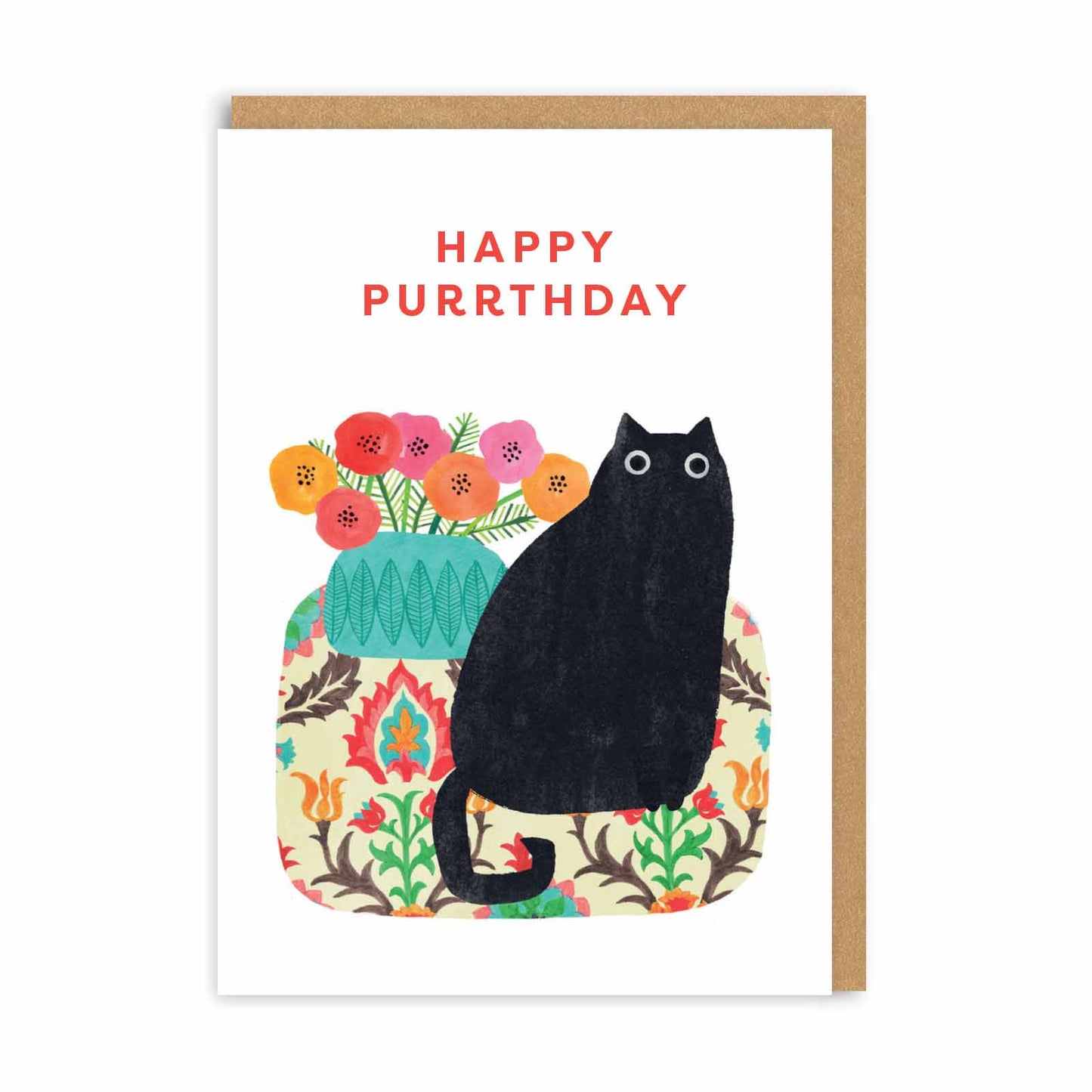 Happy Purrthday Black Cat Greeting Card By Ohh Deer