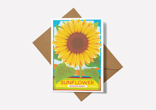 Sunflower greetings card by Printer Johnson