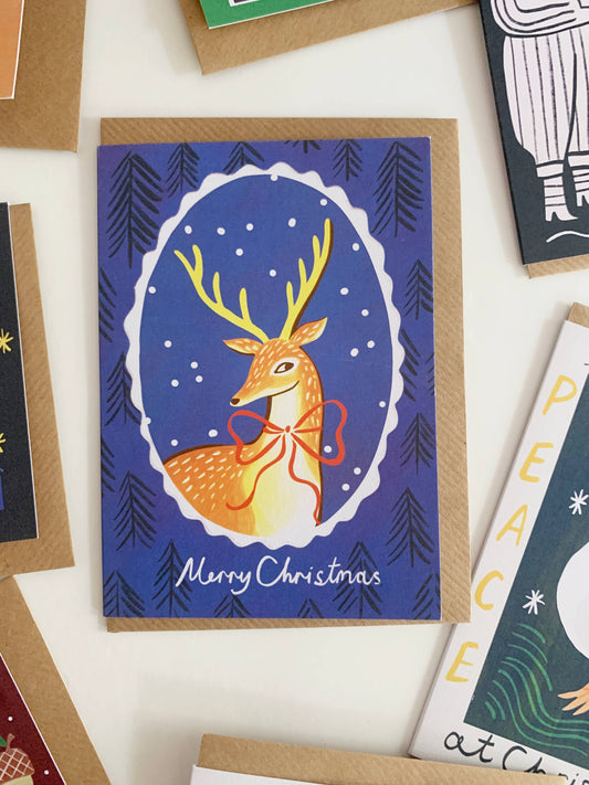 Wild Deer Christmas Card by Kitty Kenda