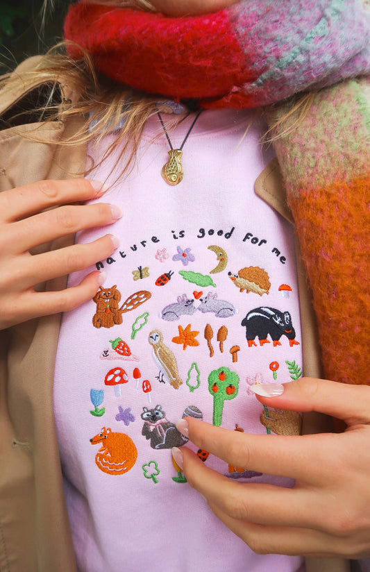 Nature Is Good For Me Embroidered Sweatshirt by Limpet Store